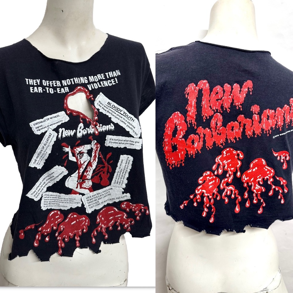 Vtg 70s Ron Wood Keith Richards Stones New Barbarians Crop T shirt XS